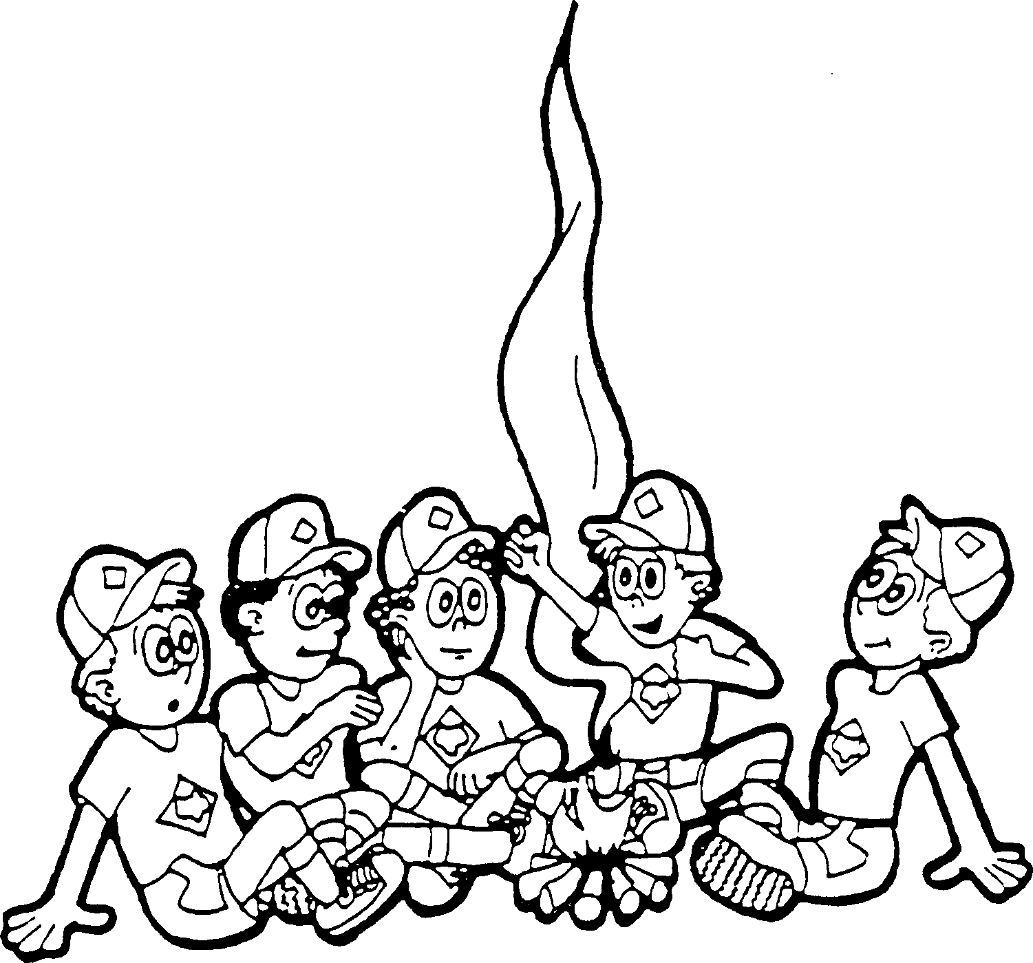scout camping clipart black and white